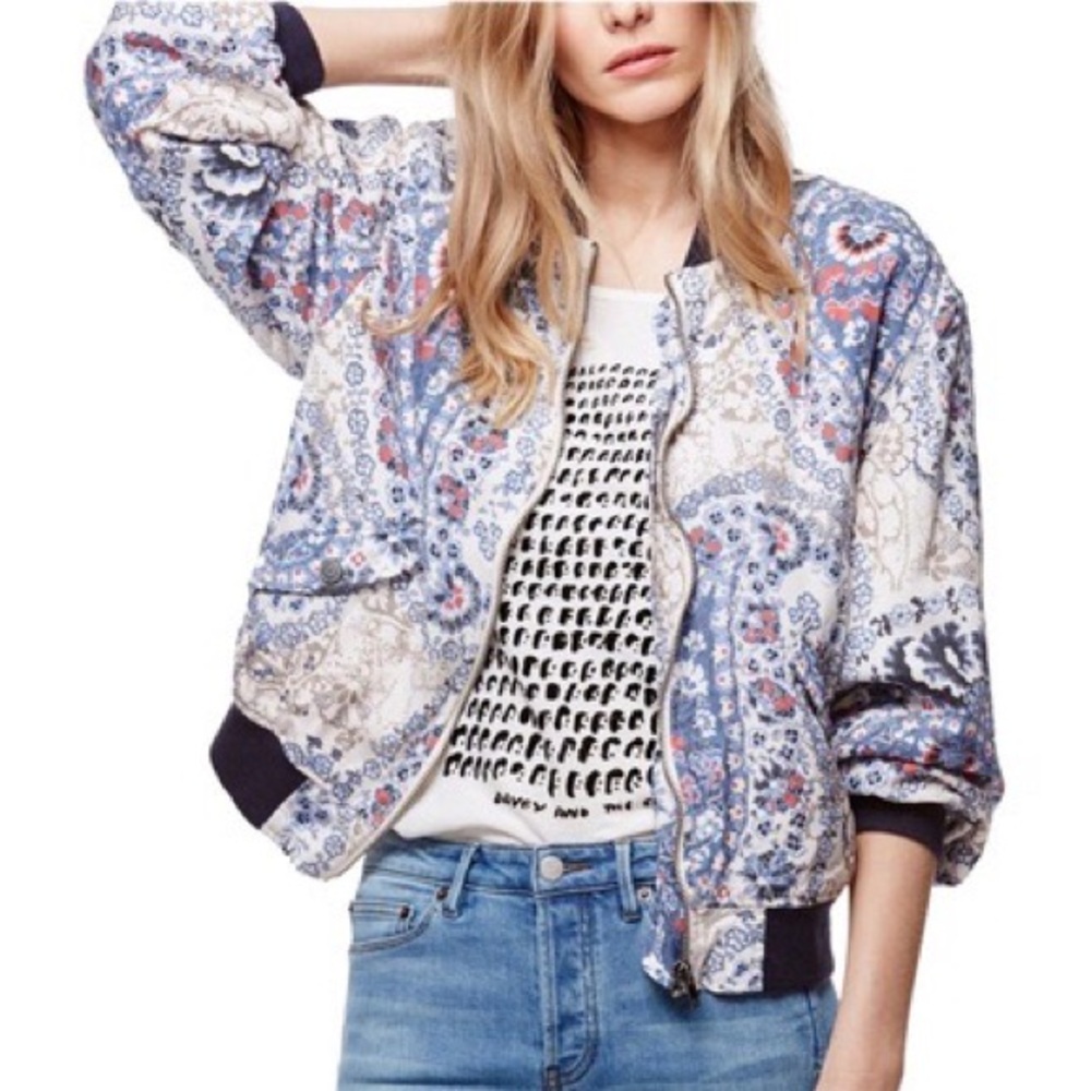 Free People Daytrip Paisley Bomber Jacket